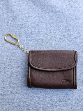 Coach Vintage Brown Leather Mini Photo Book Charm/Keychain Bag Charm Y2K Key Fob
